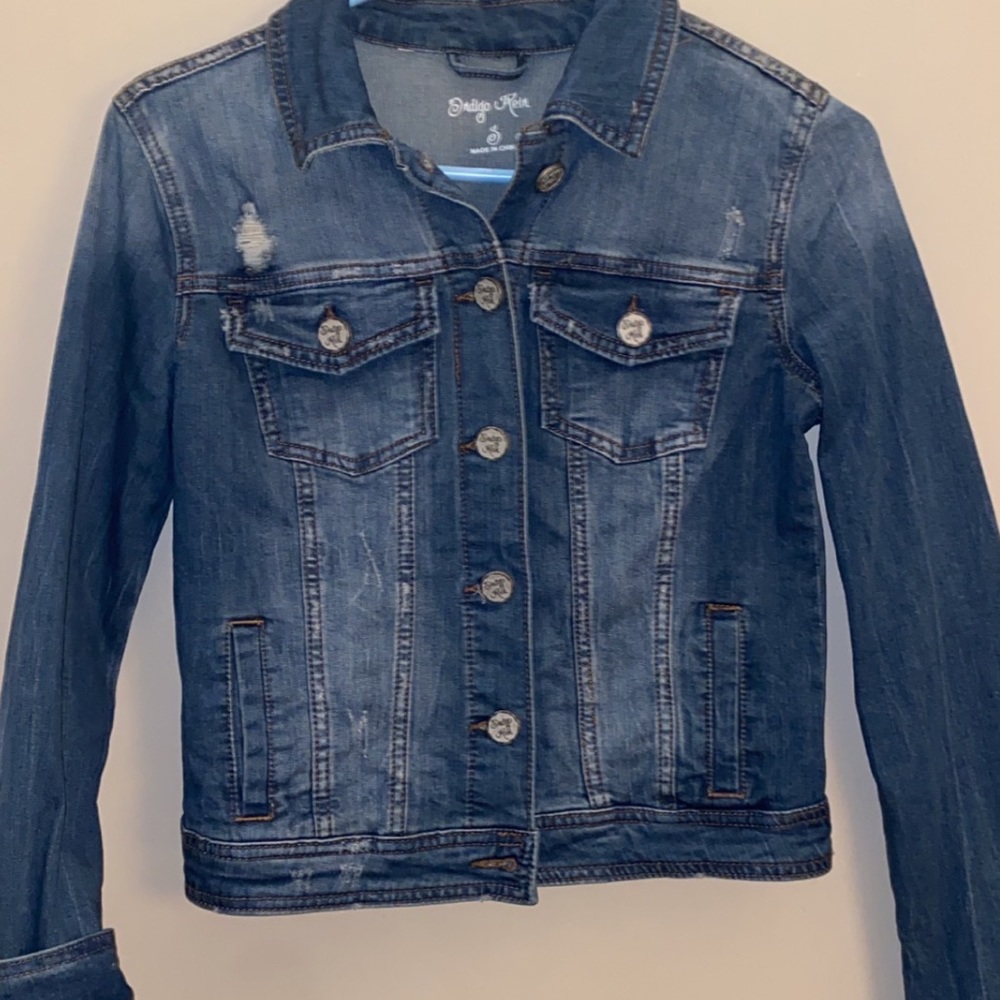 Dark Blue Jean Jacket - slightly distressed